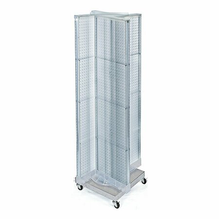 AZAR DISPLAYS Pinwheel Pegboard Floor Display on Revolving Wheeled Base. Spinner Rack Stand. 700422-CLR